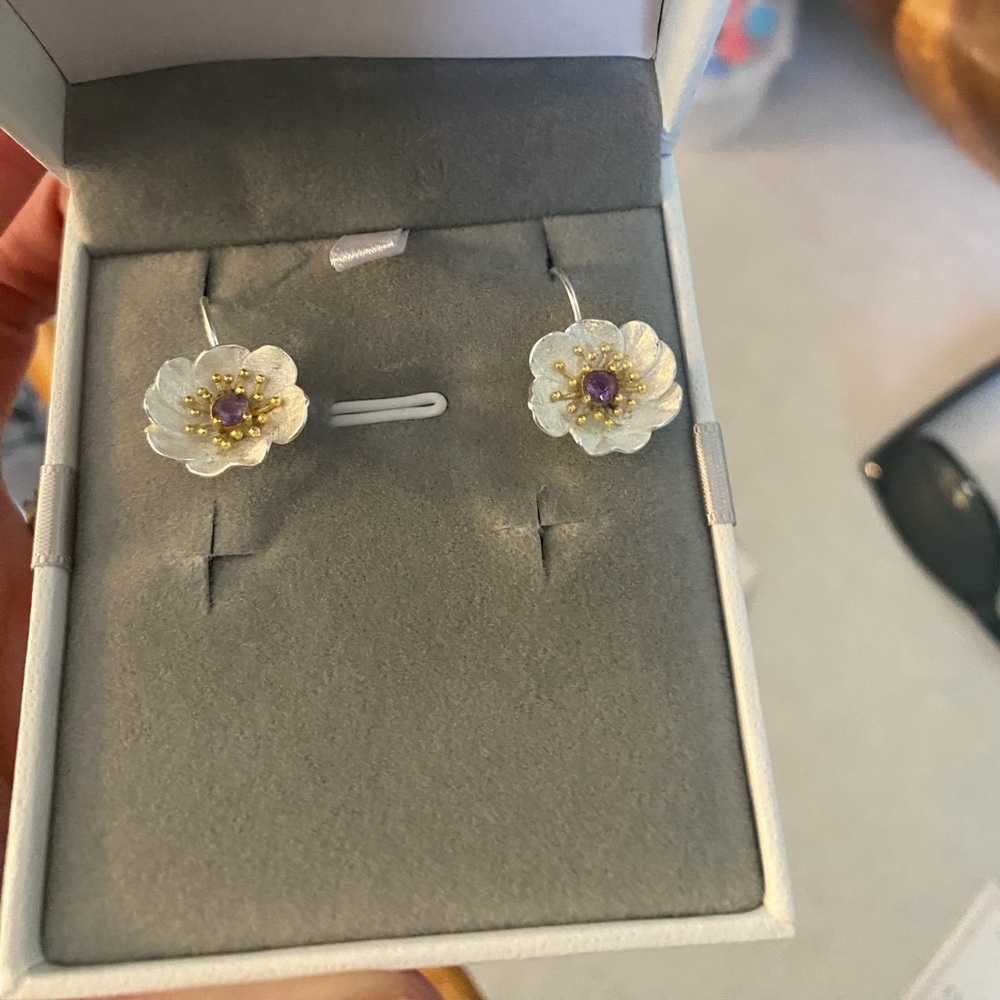 Poppy flower earrings